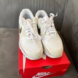 Nike, Women's Air Max 90 athletic shoes, size 9.5, white & flat pewter